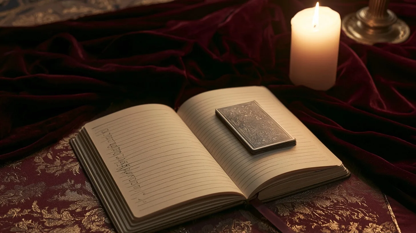 Carnet, tarot et lumière douce pour préparer une consultation de voyance