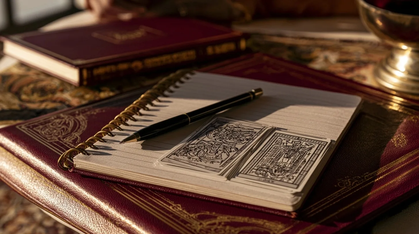 Carnet et cartes de tarot pour formuler une question sentimentale claire