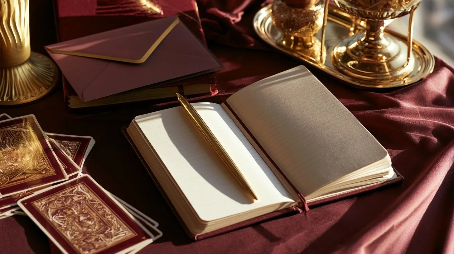 Carnet et cartes de tarot pour préparer une question de voyance courte et claire