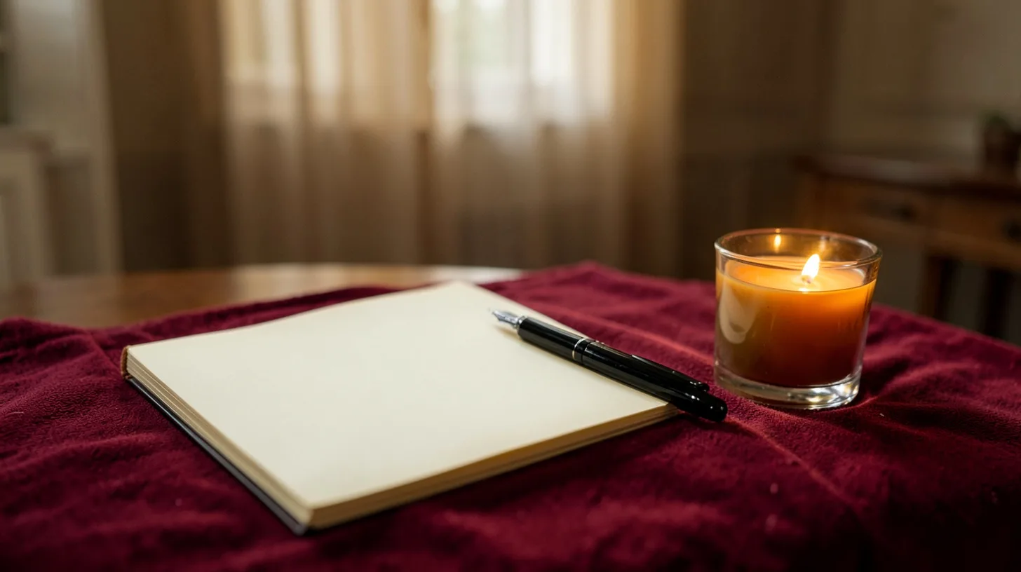Carnet vierge et stylo pour préparer une question sentimentale